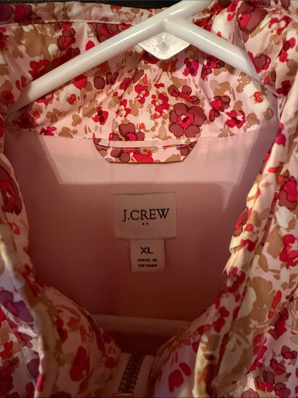 J. Crew Pink and Tan Floral Zip Jacket